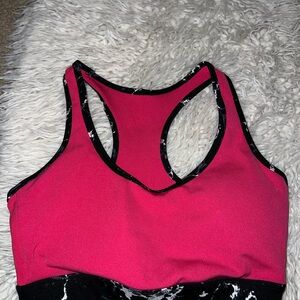 POP Fit Pink and Black Racerback Sports Bra